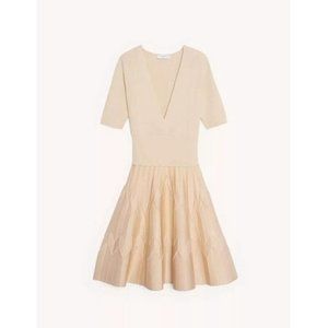 NEW WITH TAG. Sandro BEIGE Women's Espera Knit a-Line Dress, US 36